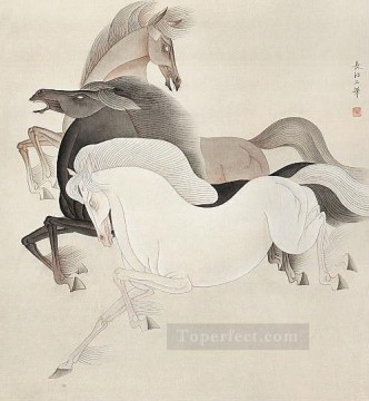 中国の伝統芸術 Painting - 風水cj中国馬